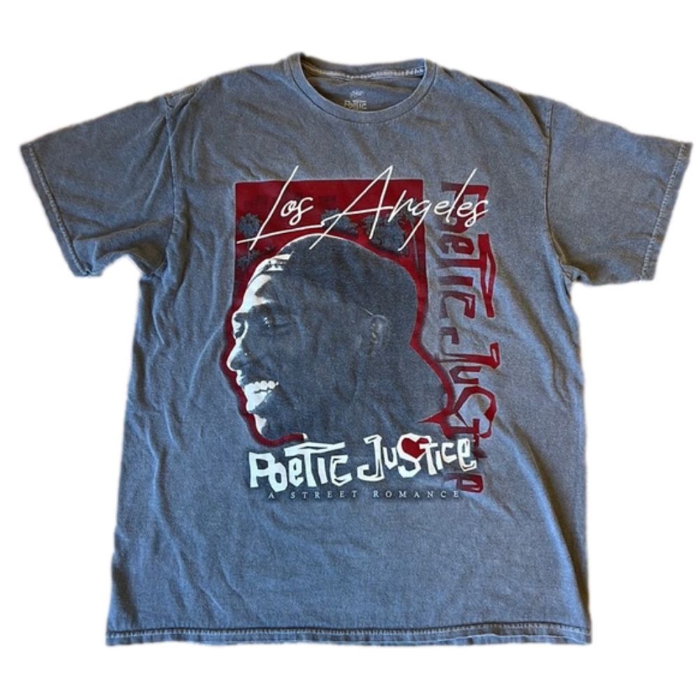 Tupac Poetic Justice T-Shirt Men’s Medium Gray “A Street Romance” LA Unisex M - Picture 2 of 6
